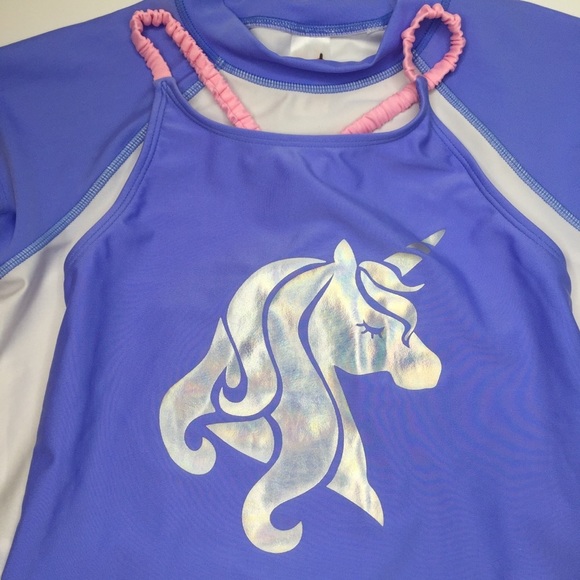 Cat & Jack NWOT girl’s L(10/12) tankini and rash. - Picture 3 of 7